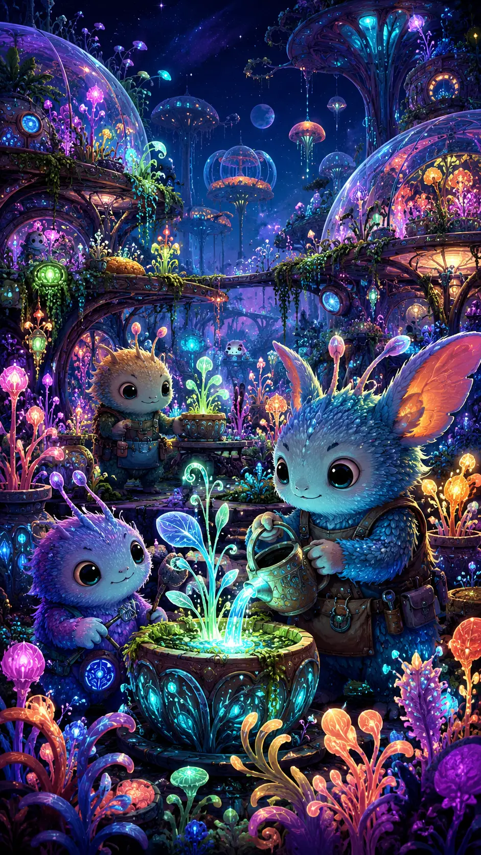 光る植物とかわいい生き物がいる不思議なエイリアンガーデン