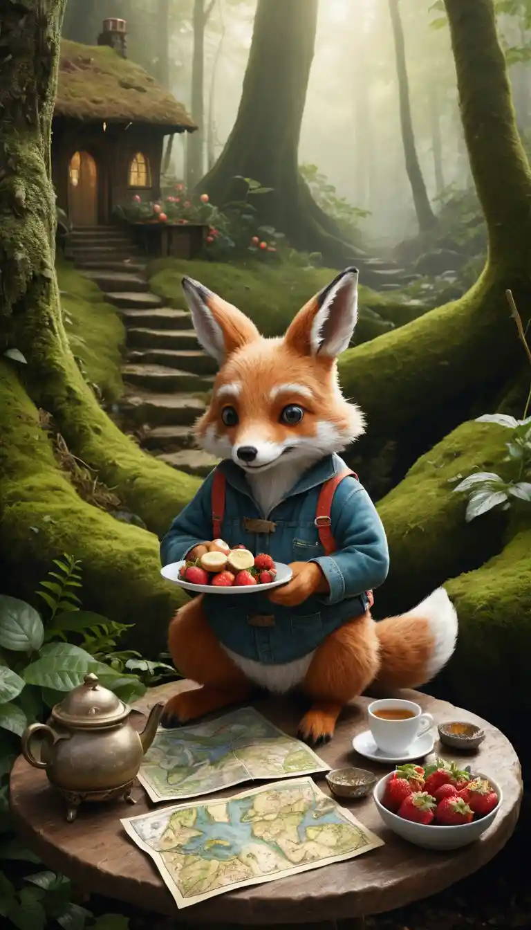 Vermenschlichte Tierfreunde frühstücken auf einer Waldlichtung