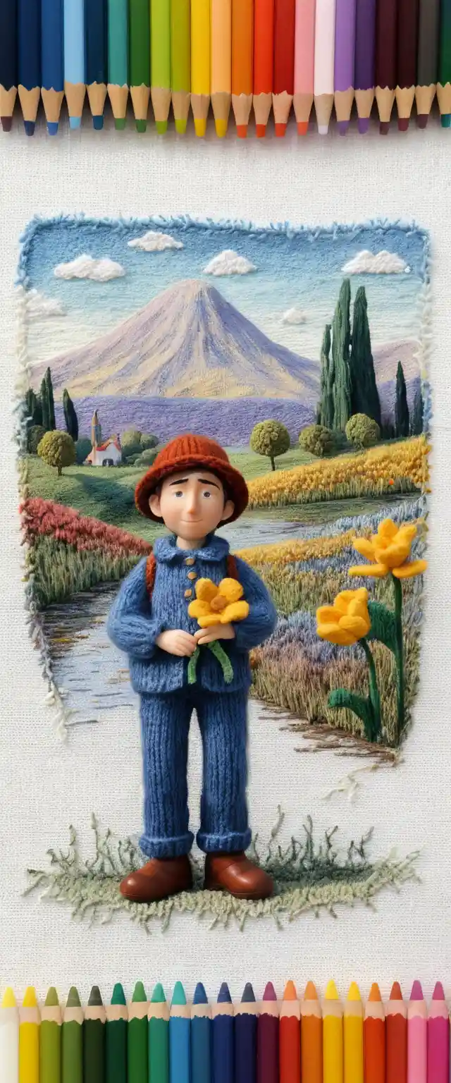 Madre e figlio in un'illustrazione cartoon infantile con cuori