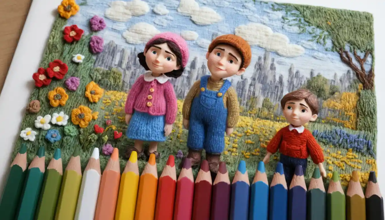 Mãe e filho em ilustração infantil carinhosa com corações