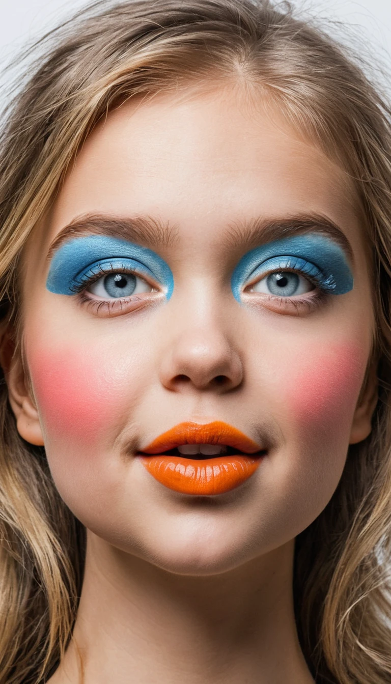 메탈릭 노란색과 파란색 의상을 입은 관능적인 우크라이나 여성