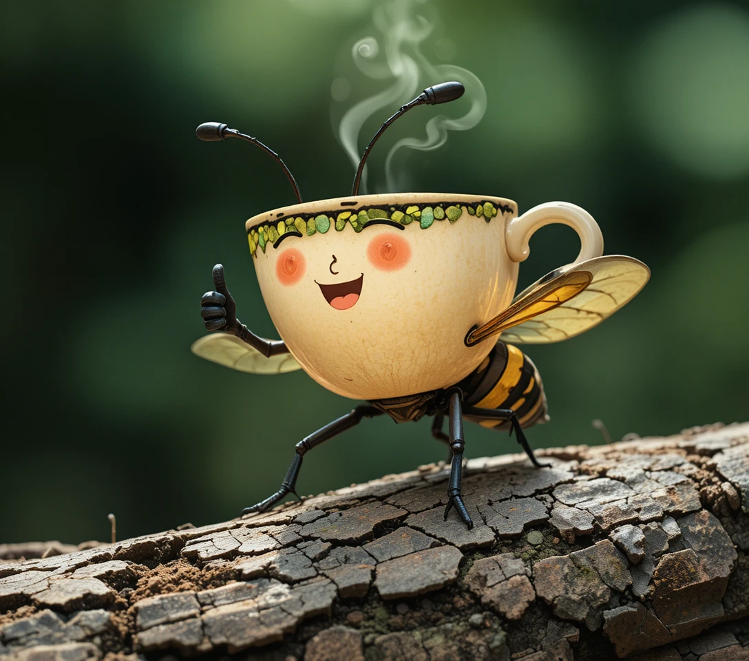 Tasse de Café Cartoon Vintage Joyeuse avec Vapeur