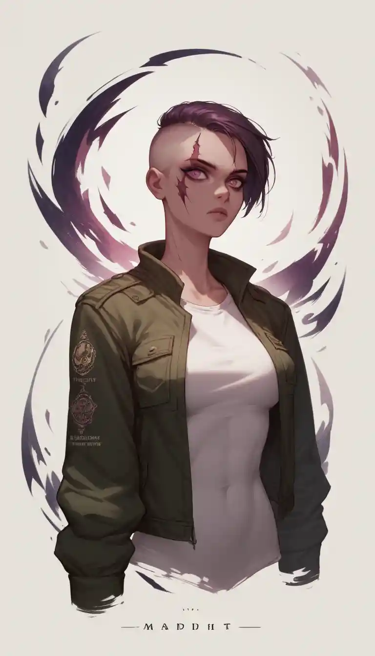 Confident warrior woman in swimsuit and jacket outfit