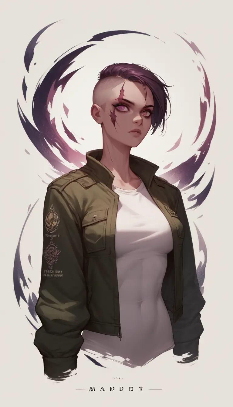 Confident warrior woman in swimsuit and jacket outfit