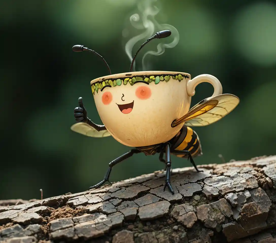 Tasse de Café Cartoon Vintage Joyeuse avec Vapeur