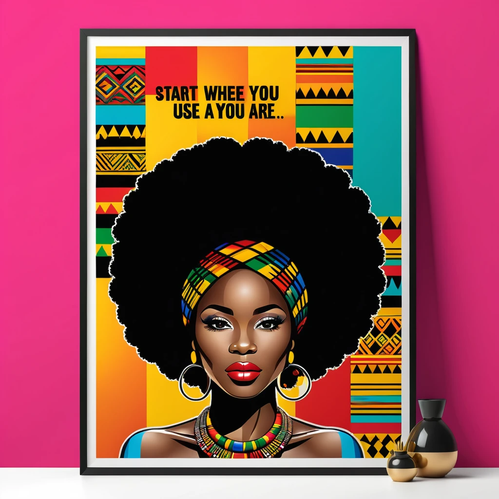 Colorful Afro inspired motivational quote wall art poster