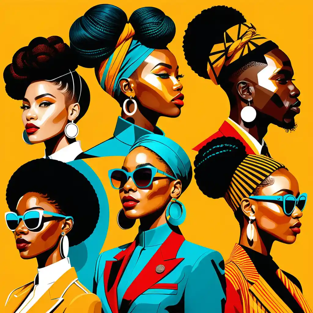 Portraits de mode afrofuturiste de femmes et d’hommes africains stylés