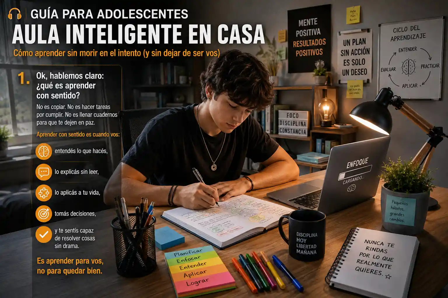 Colorful teen study guide poster about meaningful learning