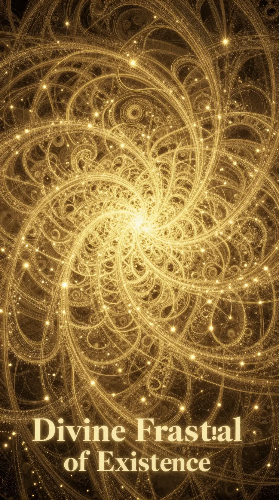 Tapisserie fractale dorée de l’existence divine éthérée