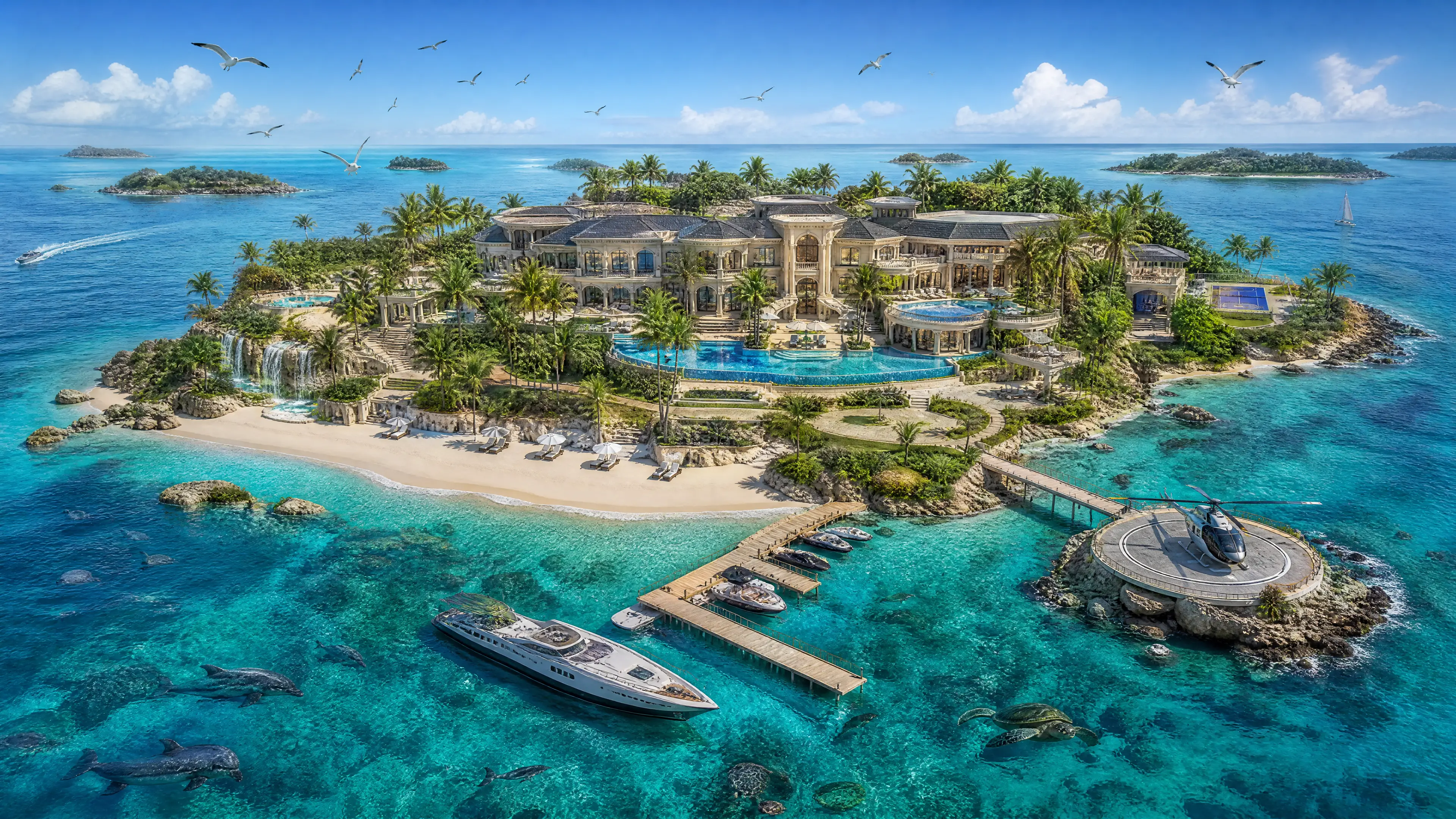 Luxuriöses privates Strandhaus auf einer abgelegenen Insel