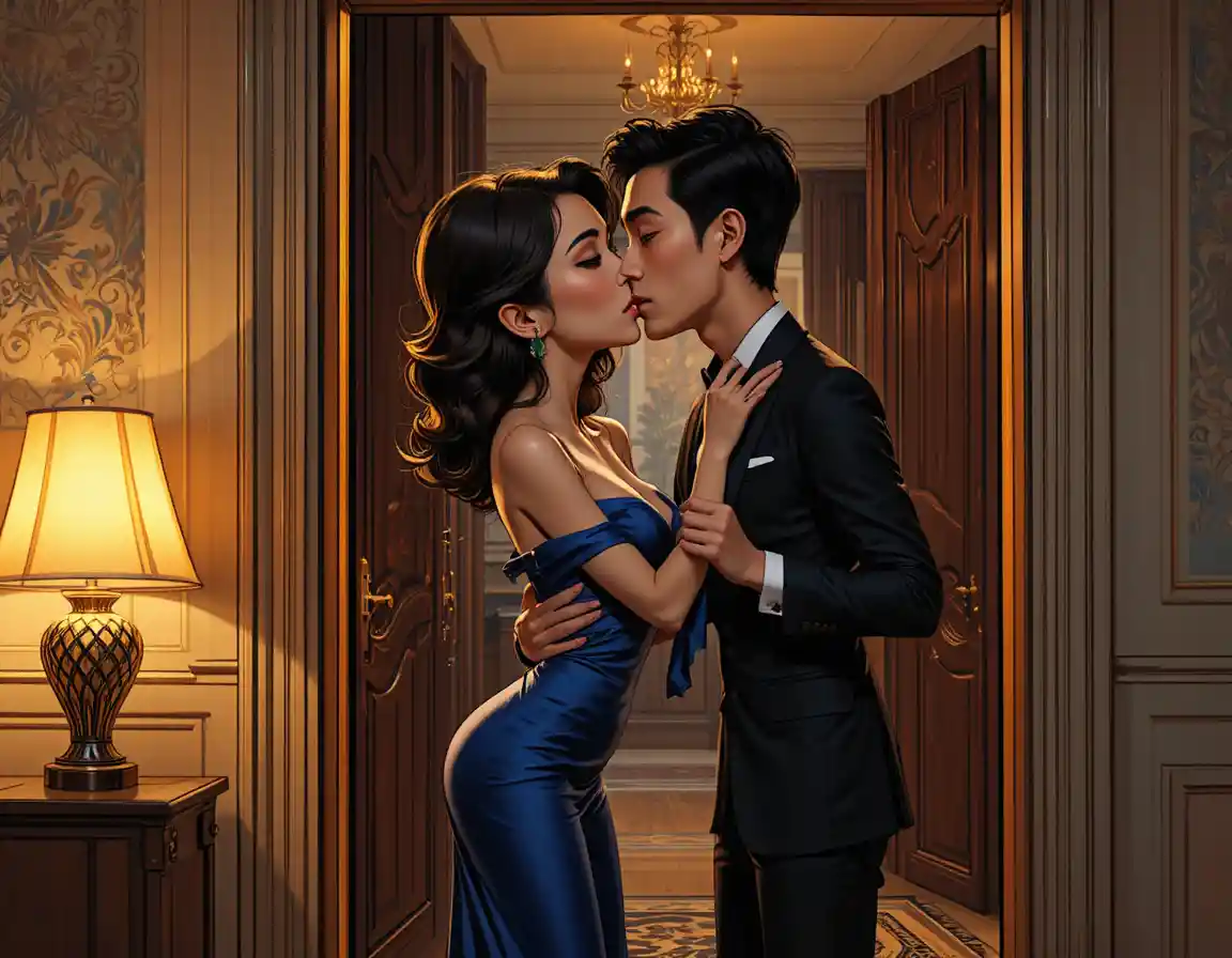 Passionate embrace between two women in parisian apartment