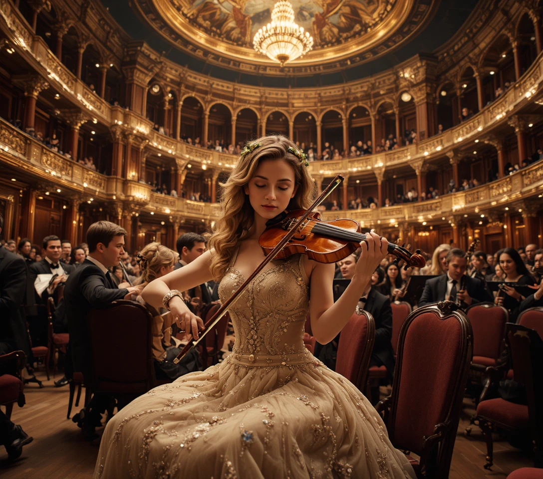 Violoncelo tocado por musicista em grande orquestra de Paris