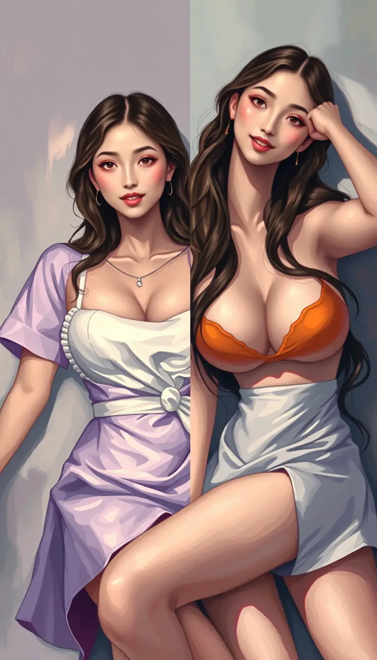 Infirmière d’anime séduisante allongée sur le côté en lingerie
