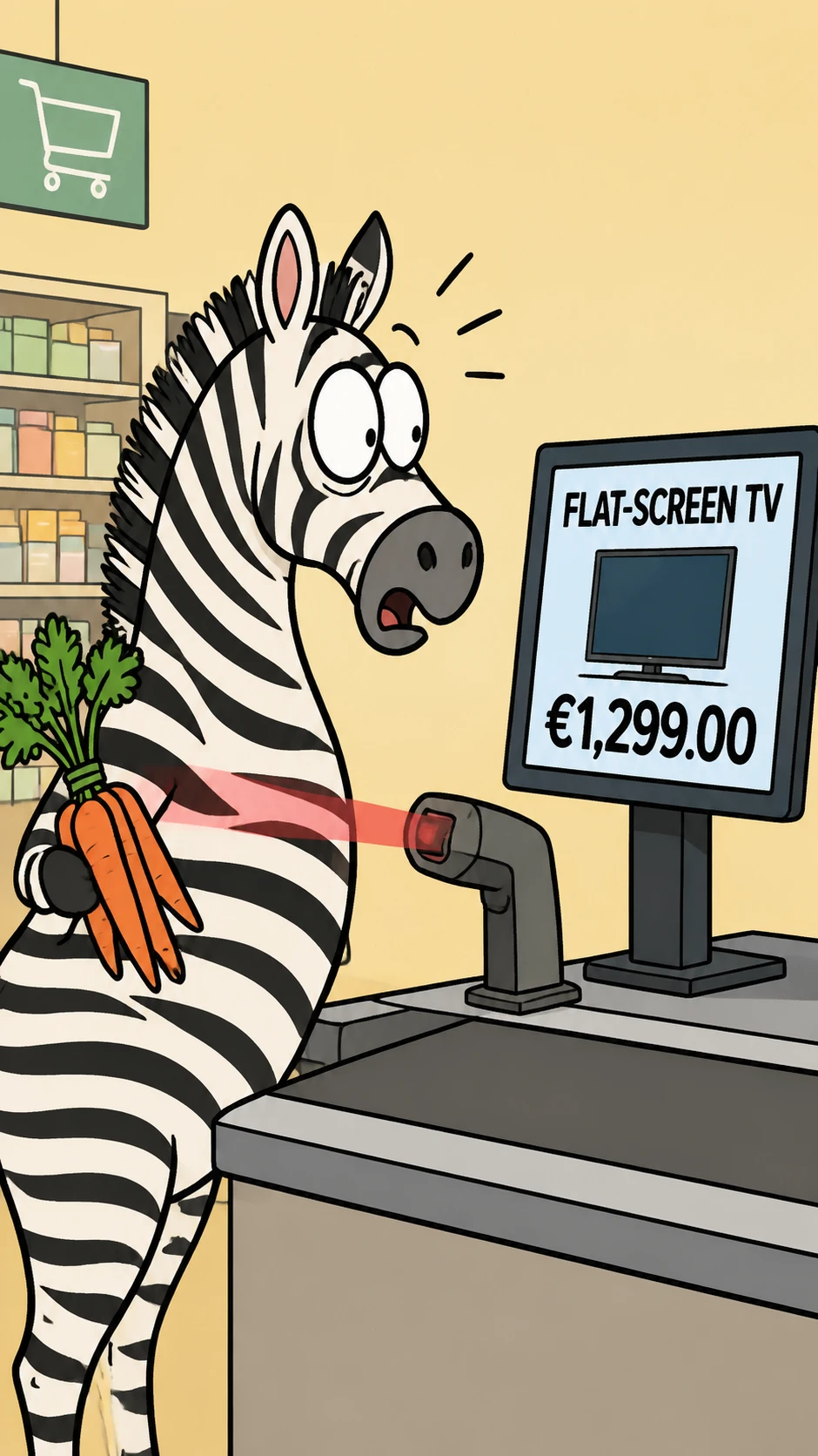 Zebra é Escaneada Como TV de Tela Plana no Caixa do Supermercado