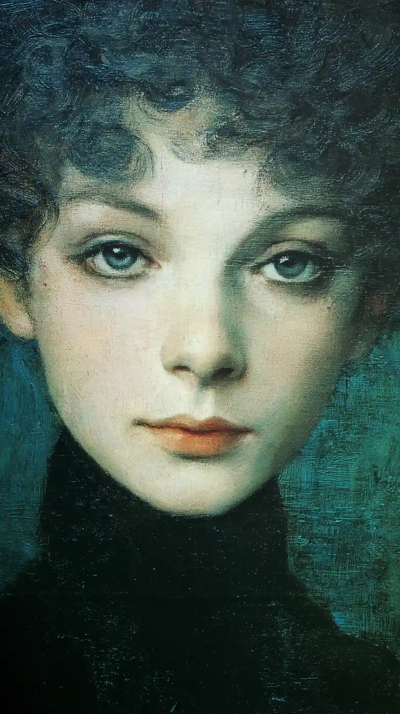 Surreal close up portrait of a woman by the sea