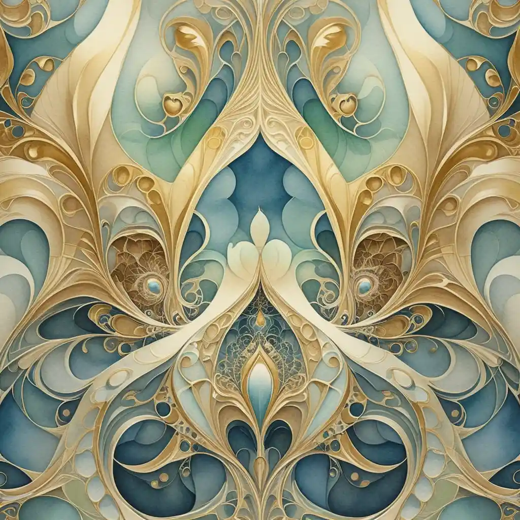 Tapisserie fractale dorée d’existence divine et éthérée