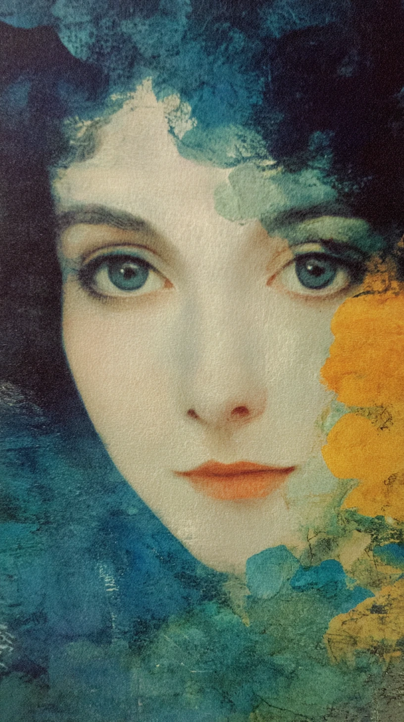 Retrato surreal em close de mulher em tons de mar profundo