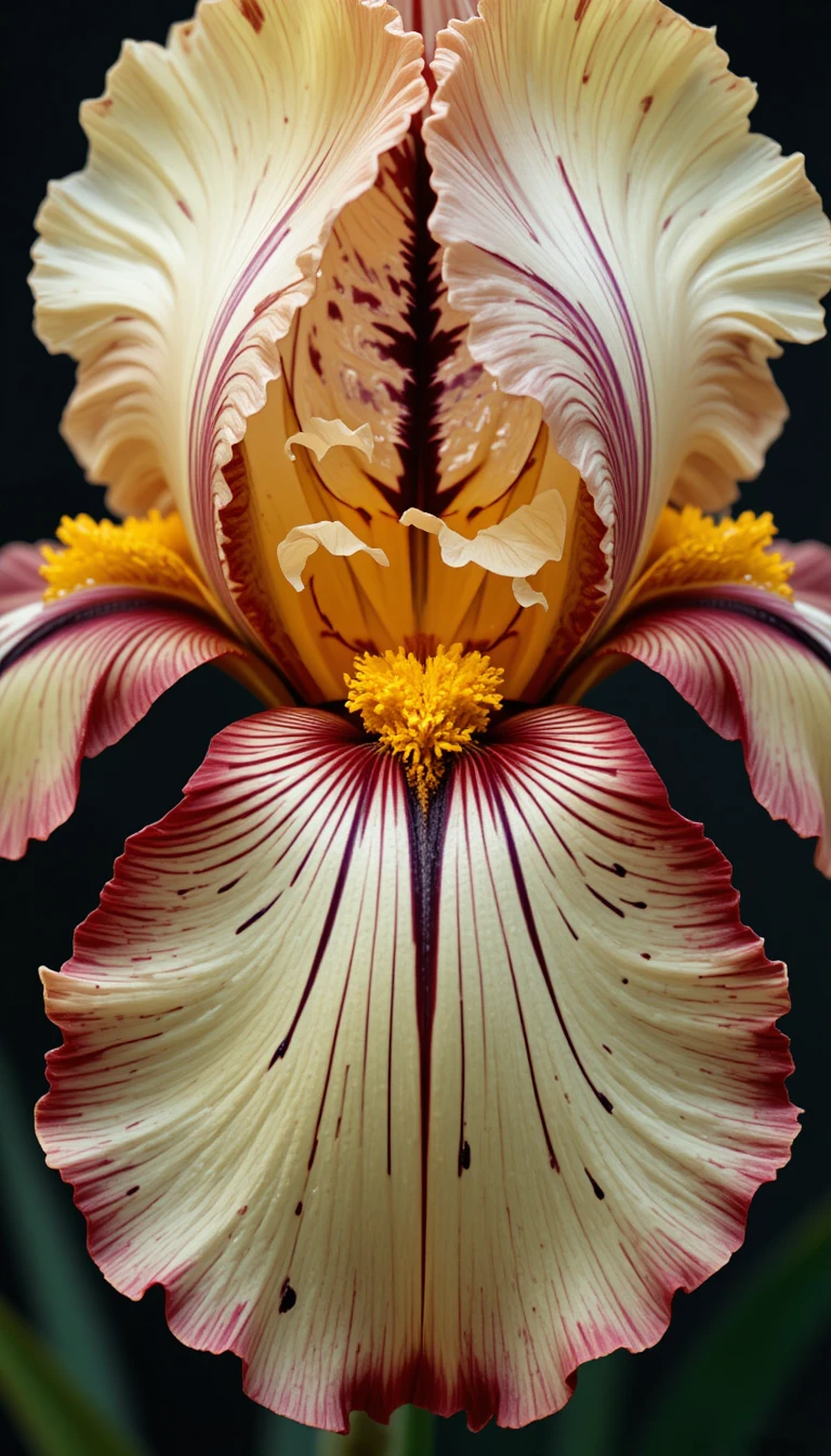 Macro primo piano di un singolo iris in fiore