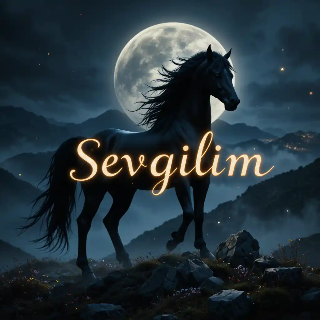 달빛 안개 속 검은 말과 Sevgilim 타이포그래피