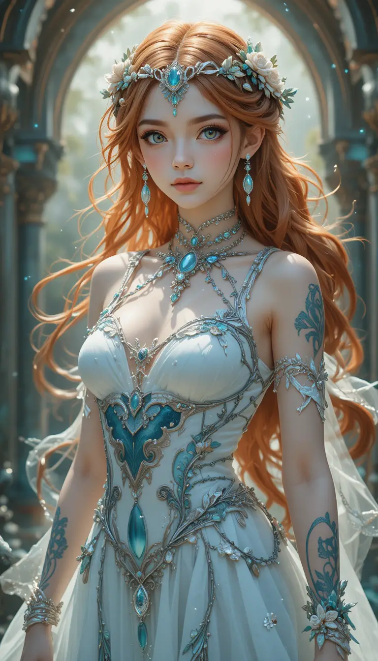 Elegante Anime-Meerjungfrau mit smaragdgrüner Flosse und Meeres-Schmuck