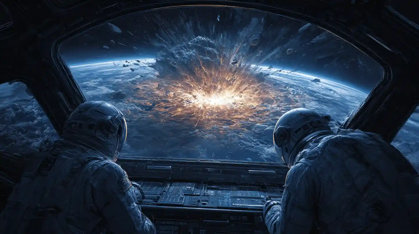 Astronauts watch a catastrophic asteroid impact on Earth