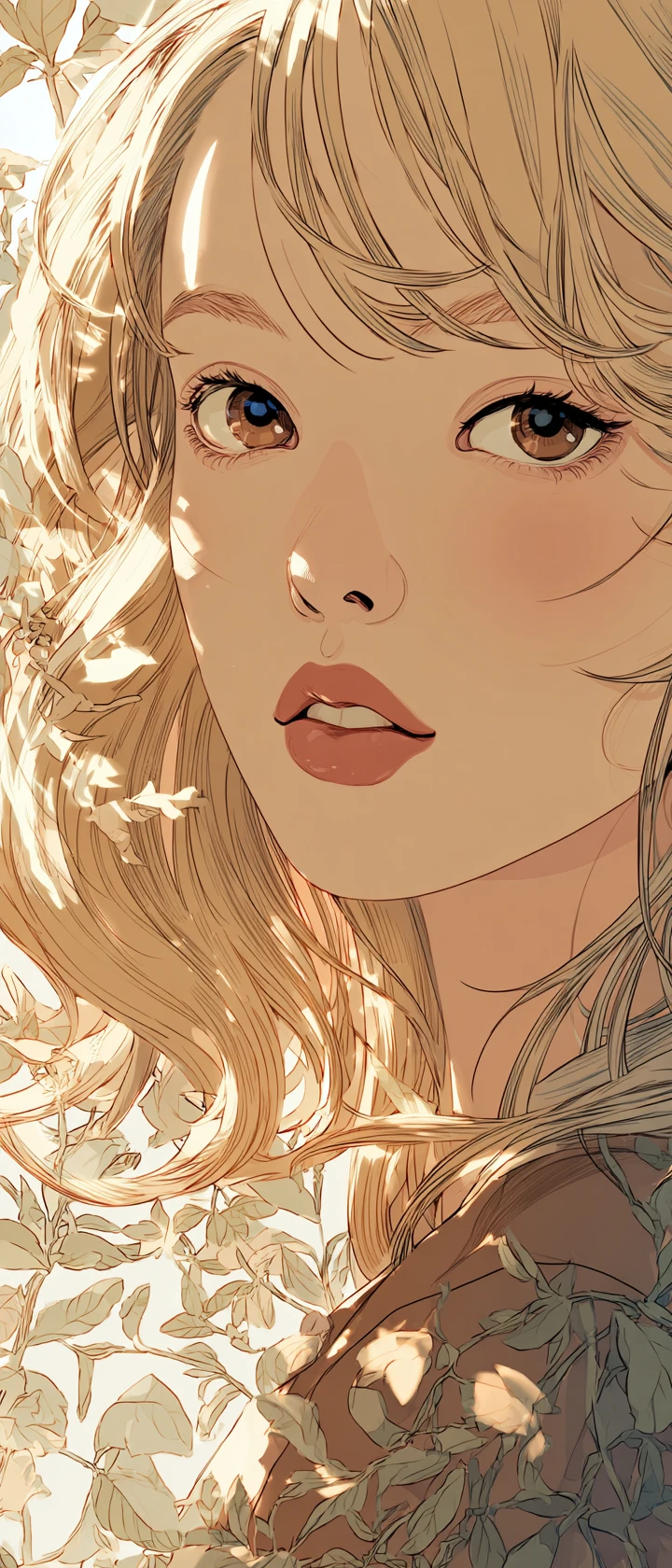 Kawaii anime girl portrait with soft natural makeup