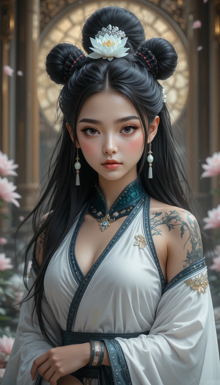 Femme anime Pandawa avec oreilles de panda en robes traditionnelles