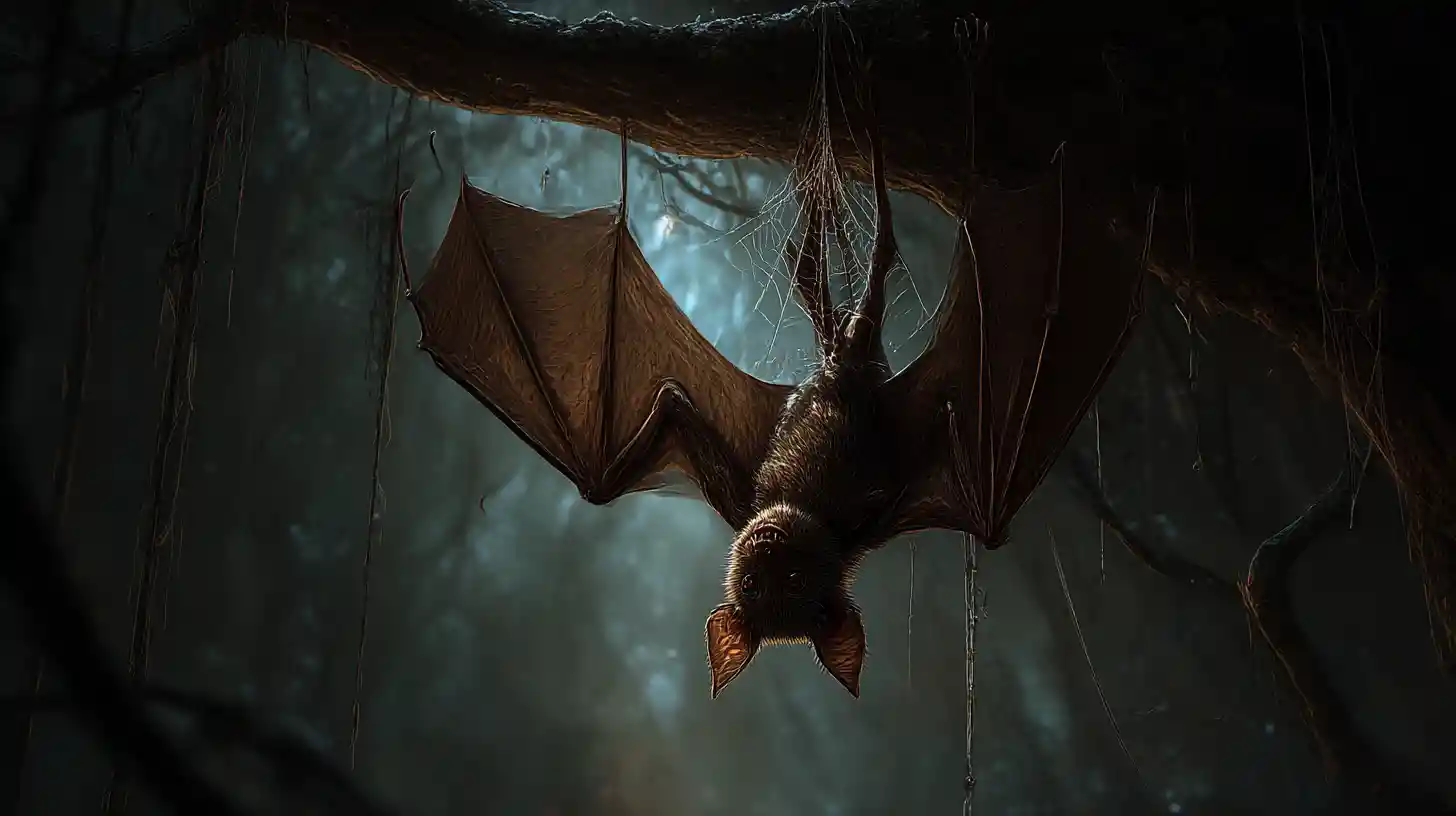 Spider bat monster in a dark enchanted forest tree