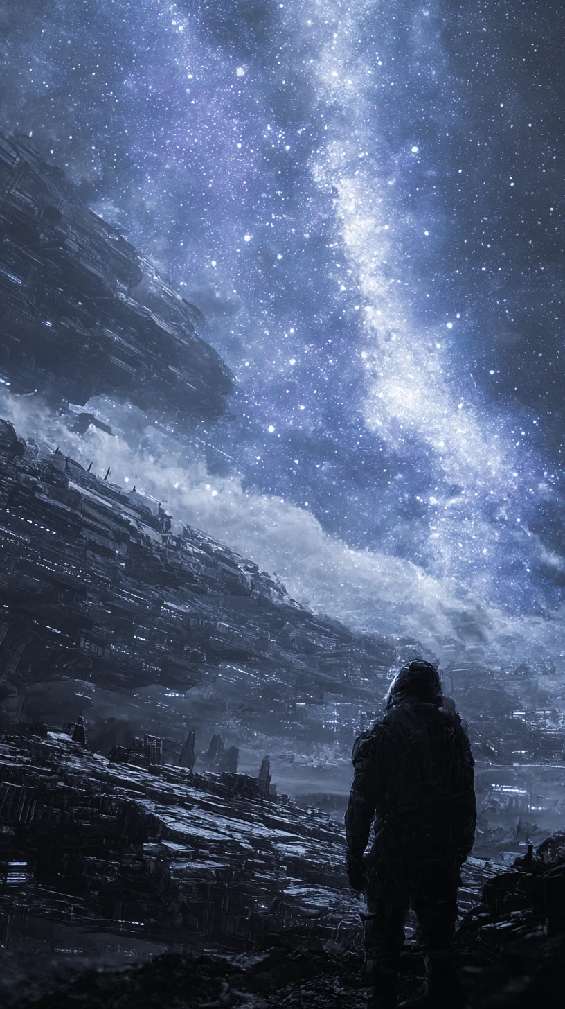 Distant cosmic space filled with mysterious glowing light