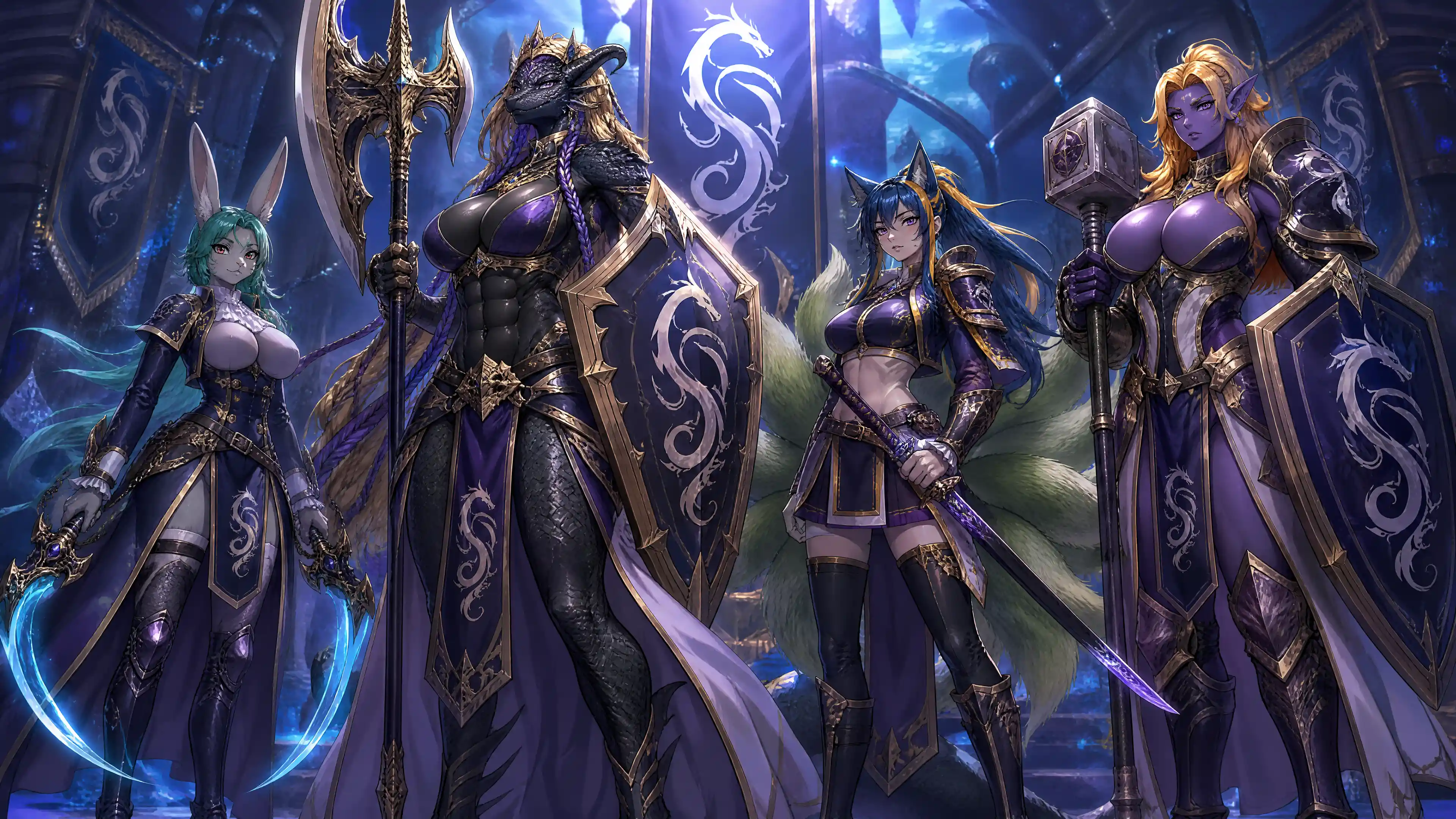 Regal leviathan queen with royal weapon and armor