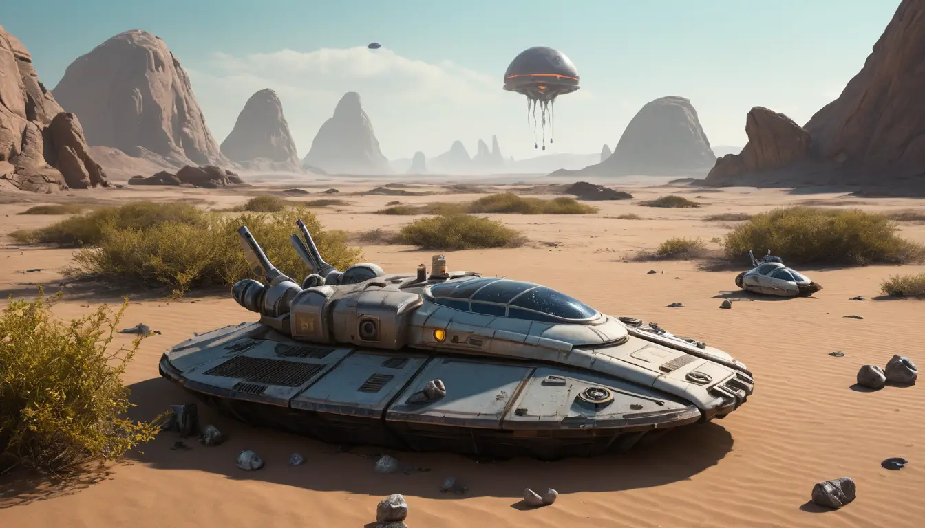 Relaxing humanoid alien under twin suns on a strange beach