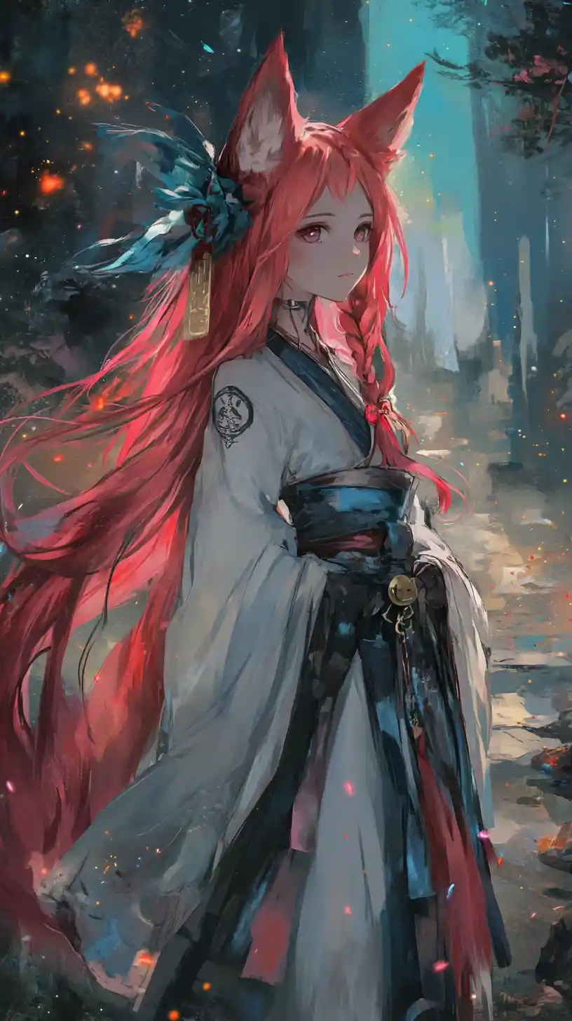 Anime girl in detailed outfit with long pink hair