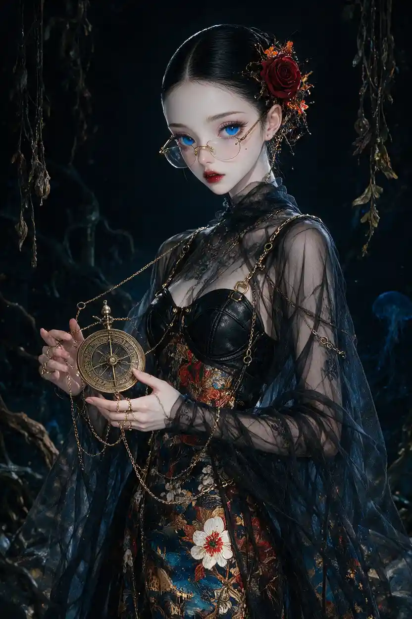 Surreales 3D-Porträt einer Frau mit Brille