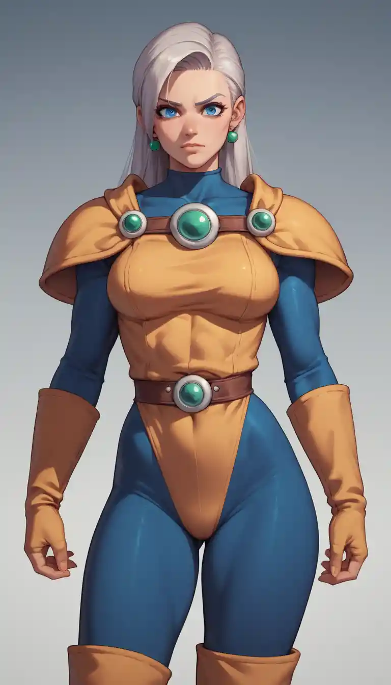 Fearless anime heroine with flowing platinum hair