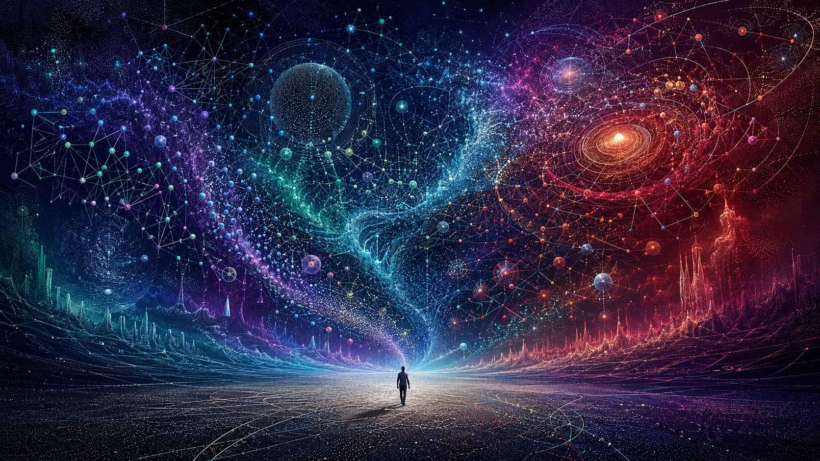 Pequeno humano transforma um universo cósmico de dados ordenado