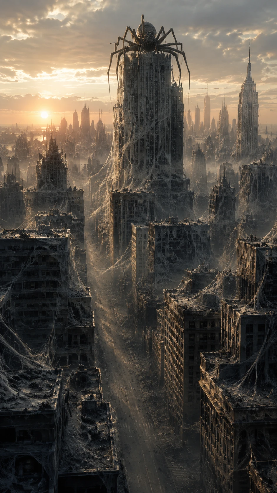 Giant Alien Spider Looms Over Abandoned New York Skyline