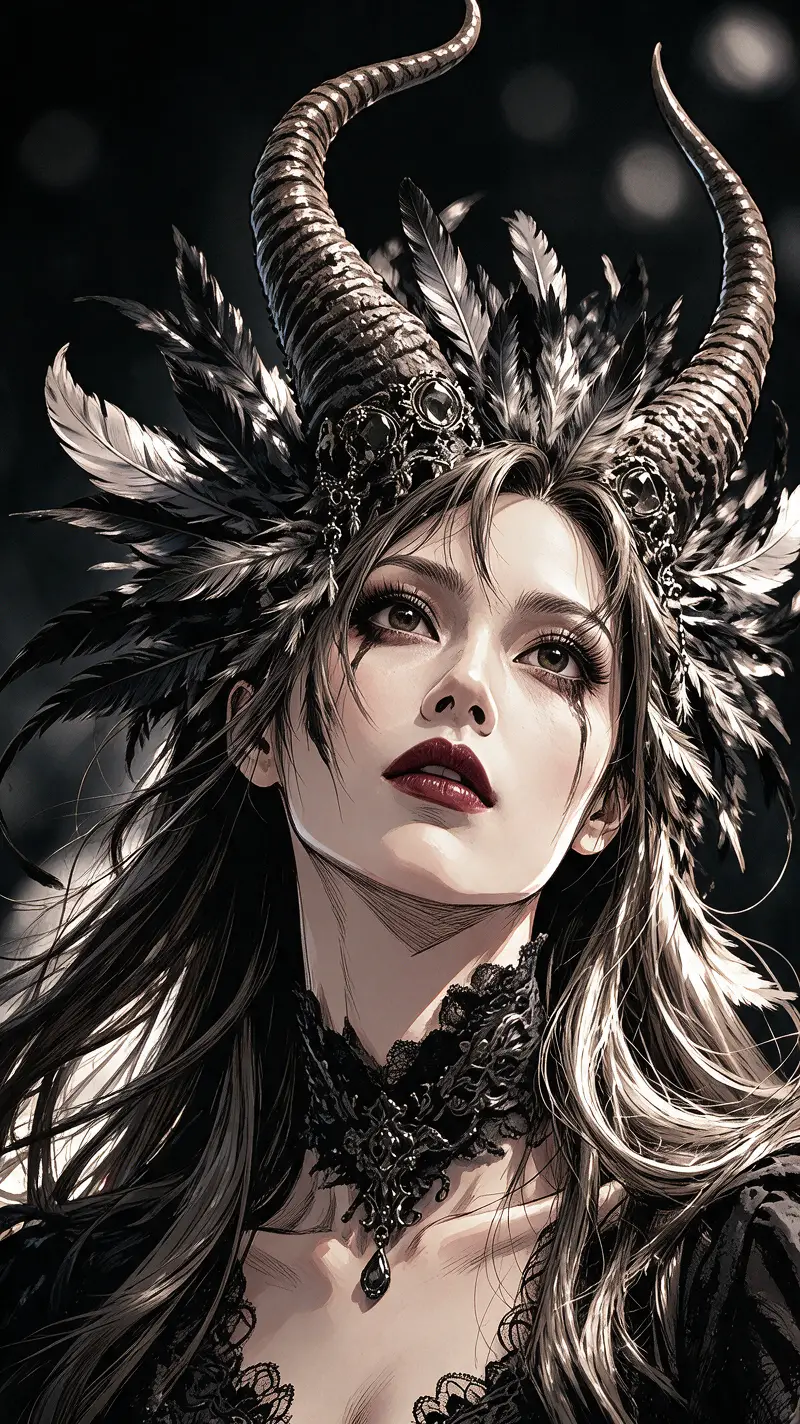 Dark-Fantasy-Grafikroman im Tinten- und Digitalillustrationsstil
