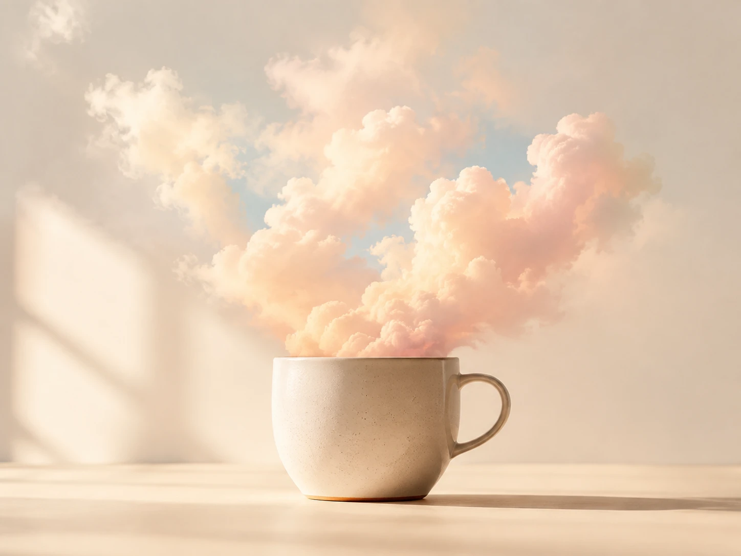 Tasse de café minimaliste avec nuage de vapeur pastel