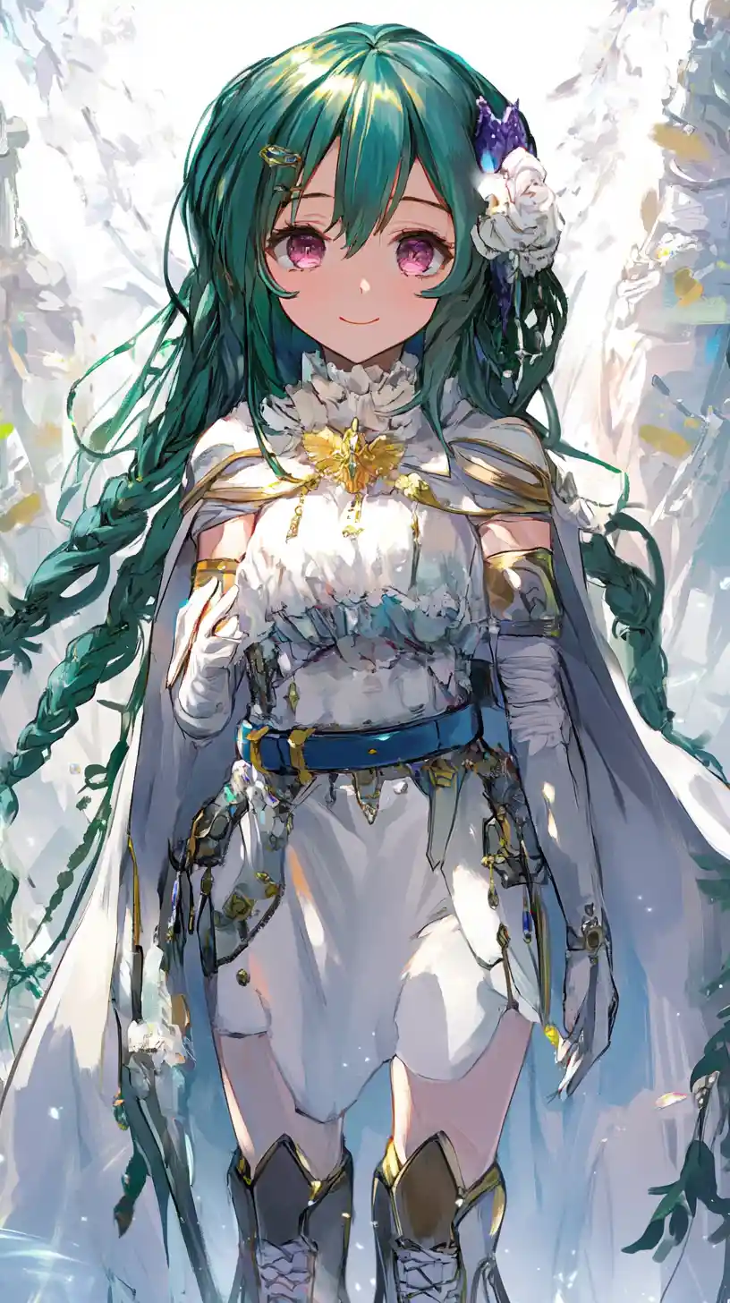 Golden haired anime girl in ornate armor with sword