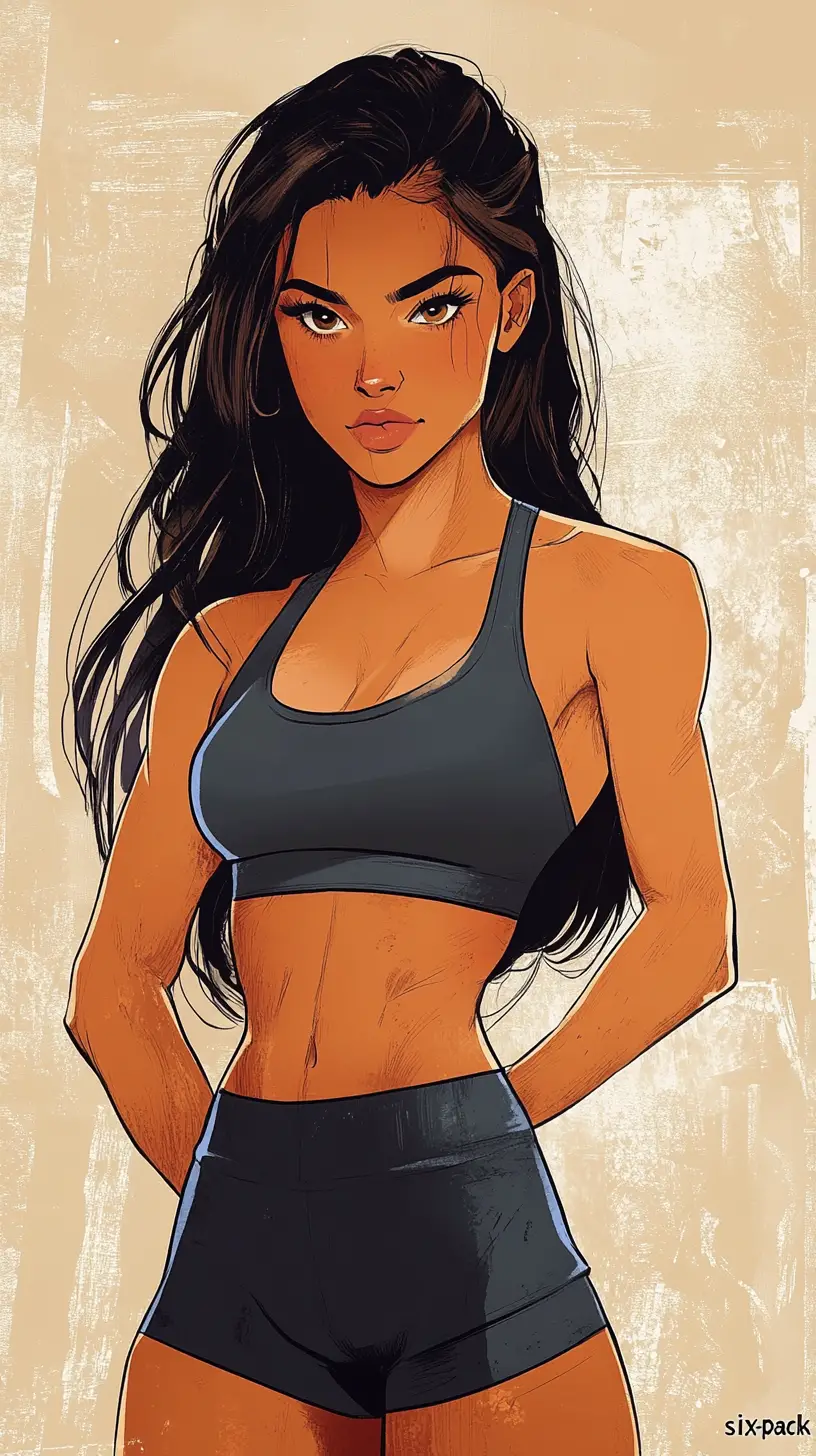 Mulher atlética em ilustração de boxe em tinta e aquarela