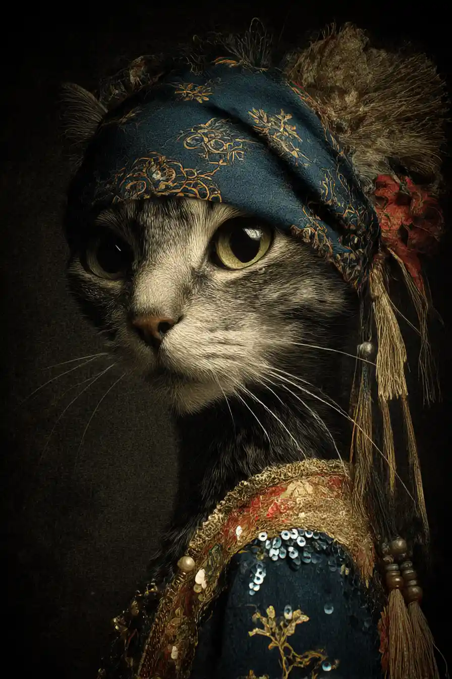 Chat tigré pirate anthropomorphe et charmant en mode punk