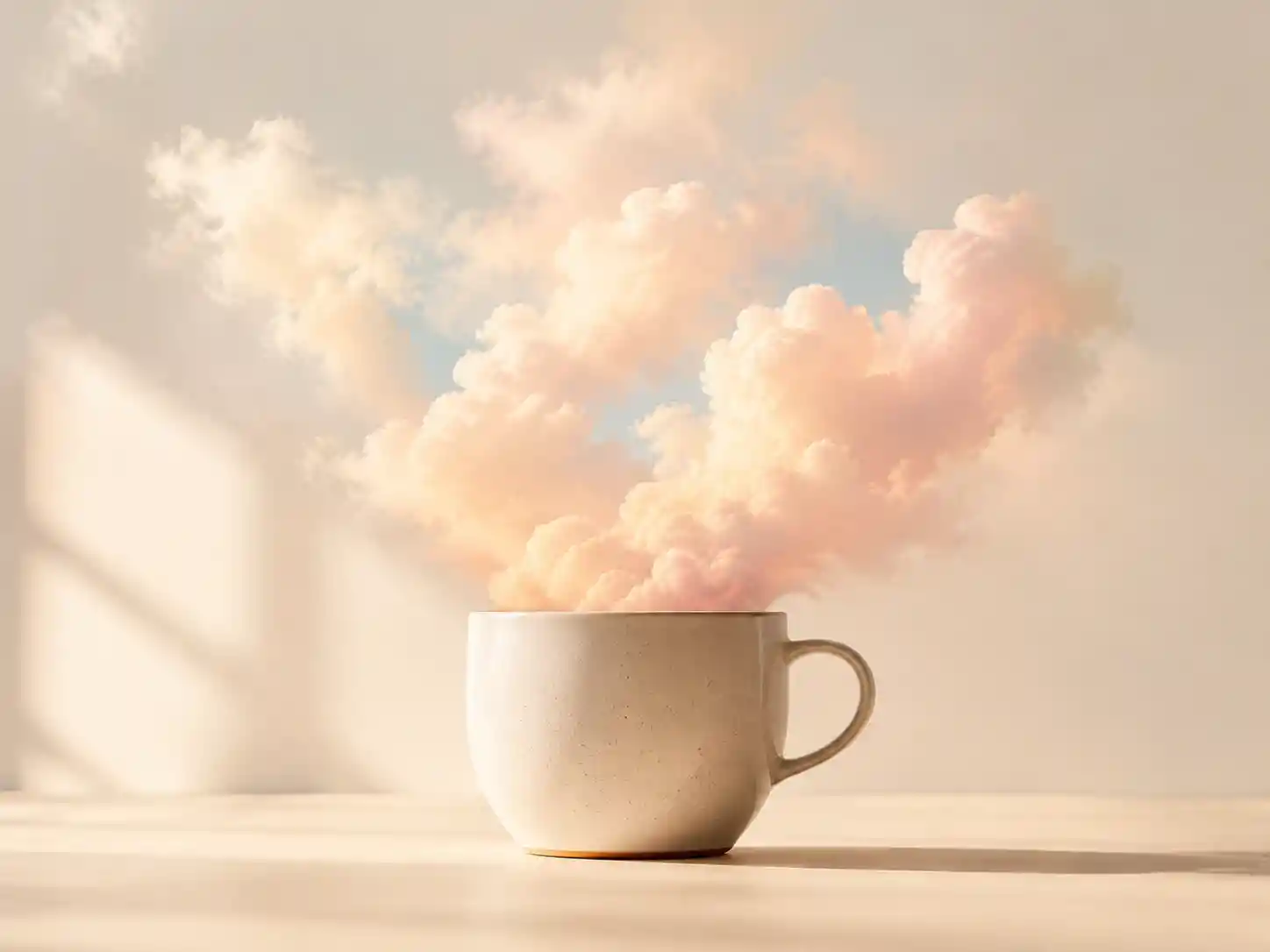Tasse de café minimaliste avec nuage de vapeur pastel