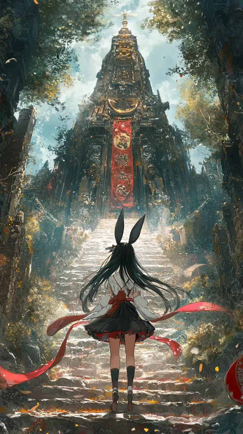 Ancient crystal temple hidden in a vast fantasy forest
