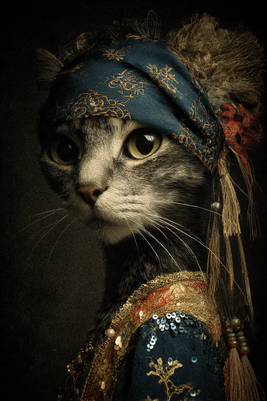 Chat tigré pirate anthropomorphe et charmant en mode punk