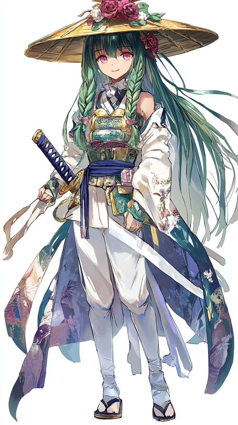 Golden haired anime girl in ornate armor with sword