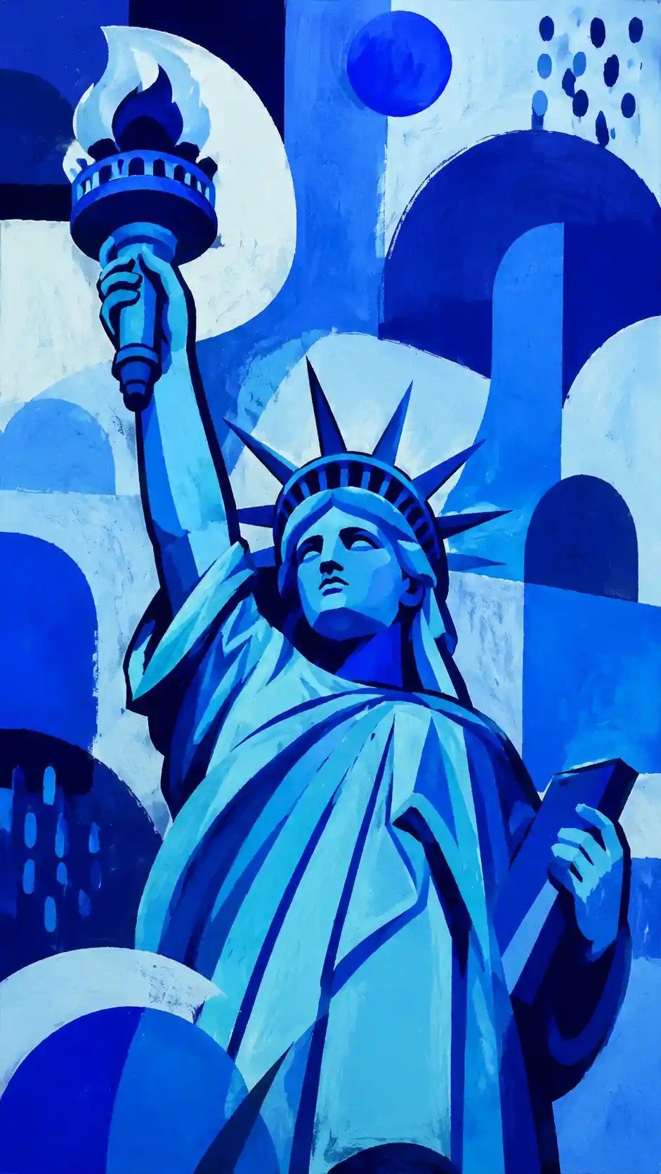 Vista pop art abstracta de la Estatua de la Libertad