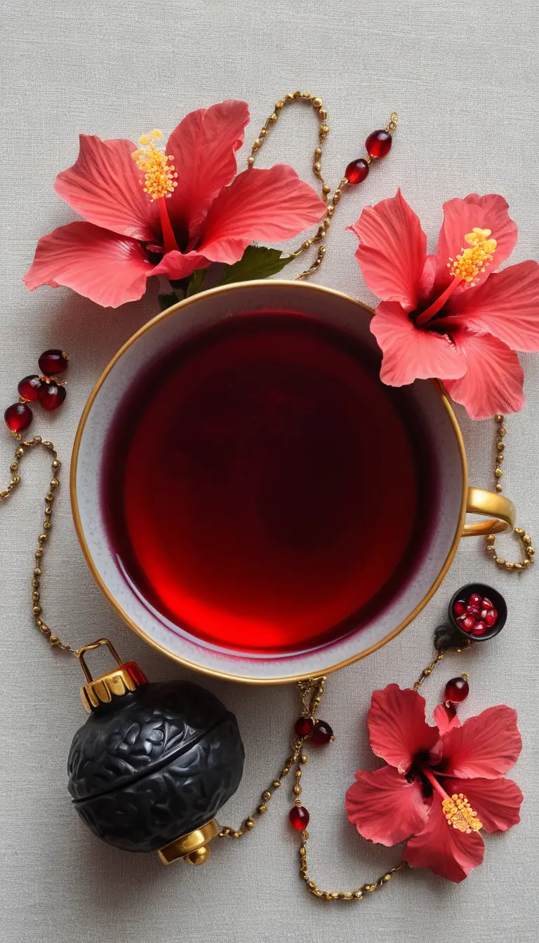 Caligrafía minimalista con una taza de té rojo