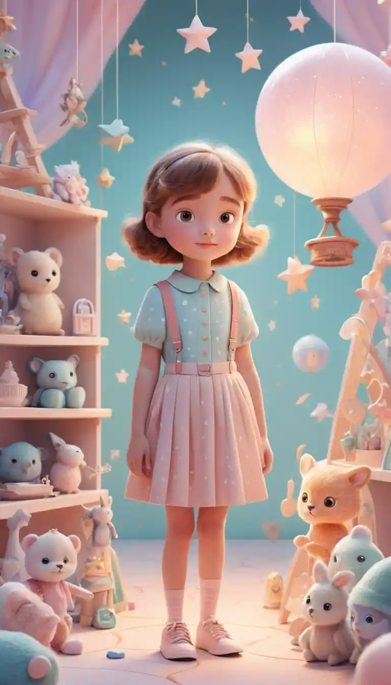 Fille pastel fantaisiste dans un monde magique de dessin animé