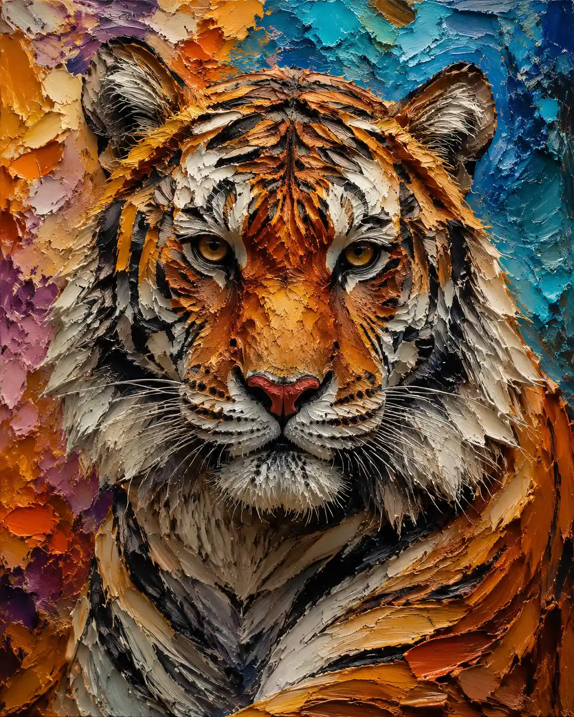 Portrait animalier coloré aux coups de pinceau audacieux et texturés
