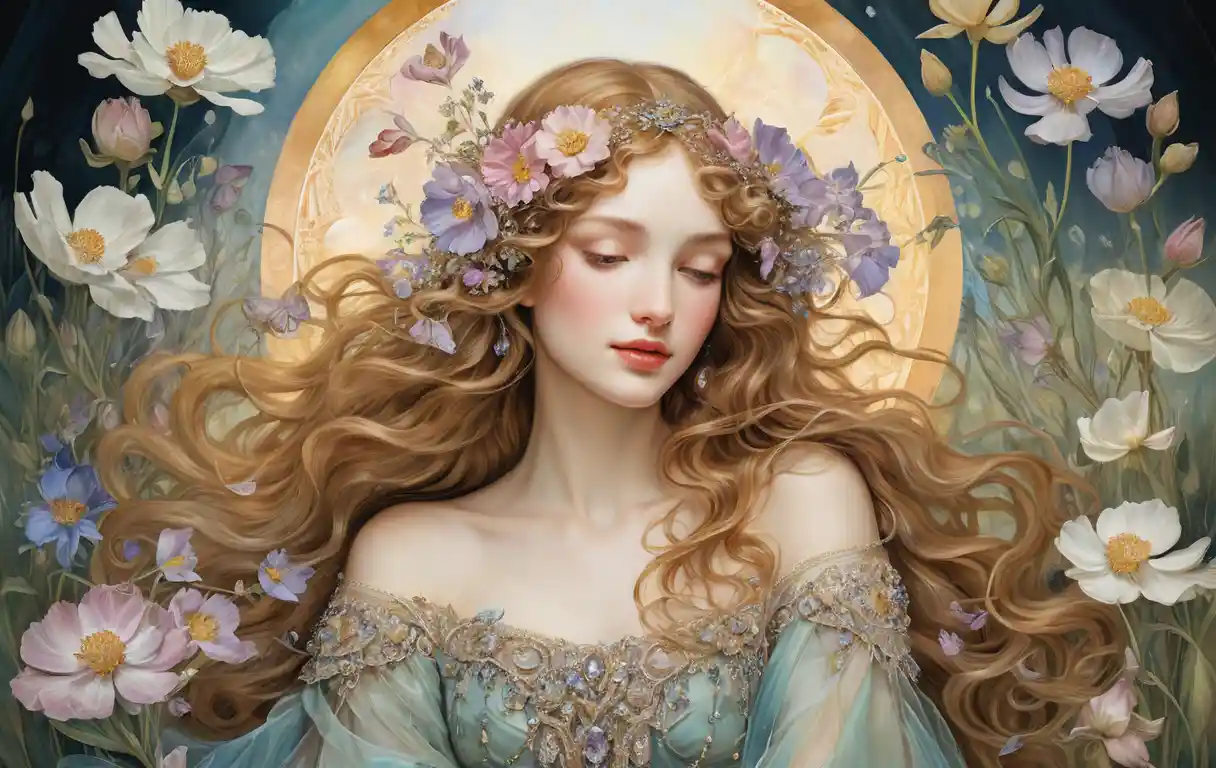 Visión floral romántica de dicha pura en colores luminosos